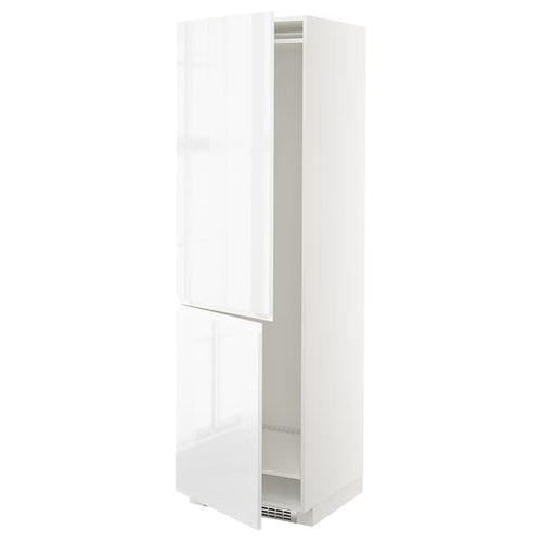 METOD - Hi cab f fridge or freezer w 2 drs, white/Voxtorp high-gloss/white, 60x60x200 cm
