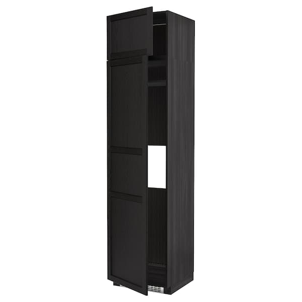 Ikea METOD - Hi cab f fridge or freezer w 2 drs, black/Lerhyttan black stained , 60x60x240 cm