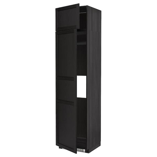 Ikea METOD - Hi cab f fridge or freezer w 2 drs, black/Lerhyttan black stained , 60x60x240 cm
