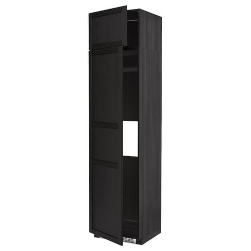 METOD - Hi cab f fridge or freezer w 2 drs, black/Lerhyttan black stained , 60x60x240 cm