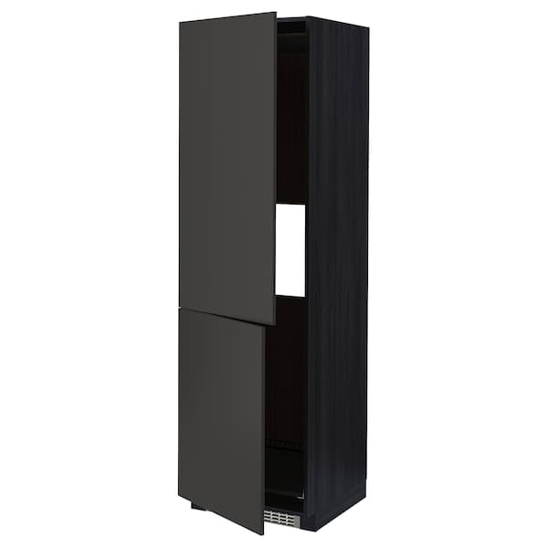 Ikea METOD - Hi cab f fridge or freezer w 2 drs, black/Nickebo matt anthracite, 60x60x200 cm