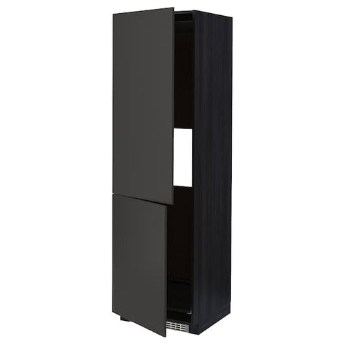 METOD - Hi cab f fridge or freezer w 2 drs, black/Nickebo matt anthracite, 60x60x200 cm