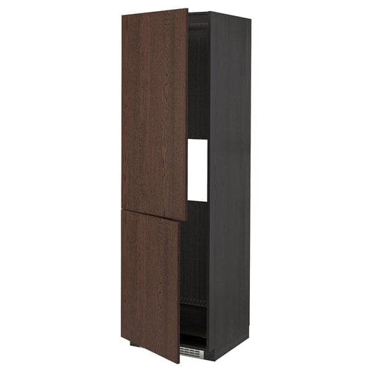 METOD - Hi cab f fridge or freezer w 2 drs, black/Sinarp brown , 60x60x200 cm - best price from Maltashopper.com 99405493