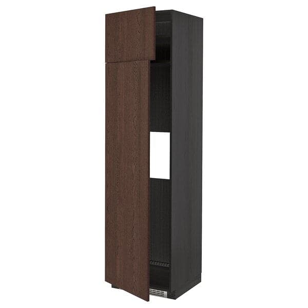 METOD - Hi cab f fridge or freezer w 2 drs, black/Sinarp brown , 60x60x220 cm - best price from Maltashopper.com 69466732