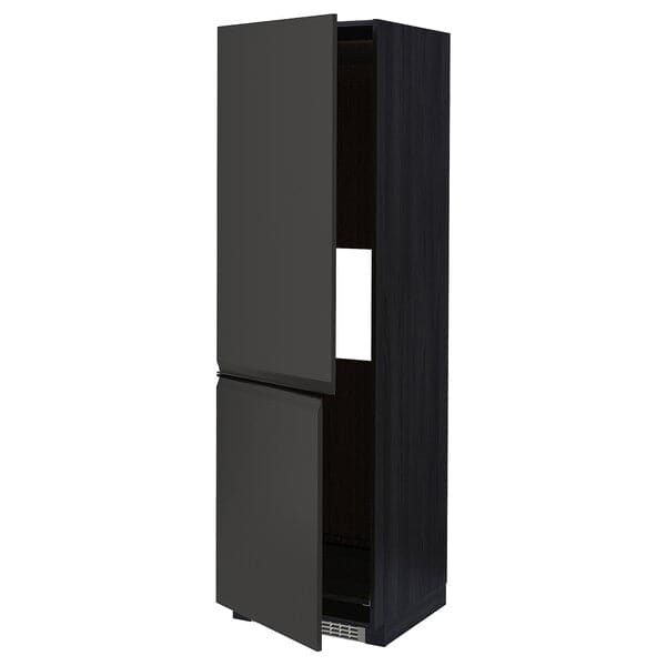 Ikea METOD - Hi cab f fridge or freezer w 2 drs, black/Upplöv matt anthracite, 60x60x200 cm