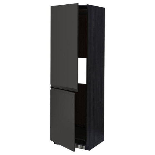 Ikea METOD - Hi cab f fridge or freezer w 2 drs, black/Upplöv matt anthracite, 60x60x200 cm
