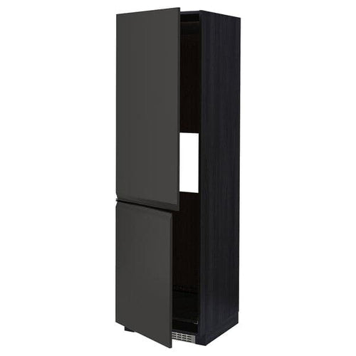 METOD - Hi cab f fridge or freezer w 2 drs, black/Upplöv matt anthracite, 60x60x200 cm