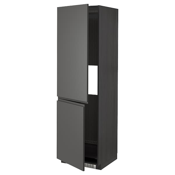 METOD - Hi cab f fridge or freezer w 2 drs, black/Voxtorp dark grey, 60x60x200 cm