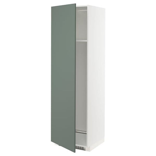 METOD - High cab f fridge or freezer w door, white/Bodarp grey-green, 60x60x200 cm