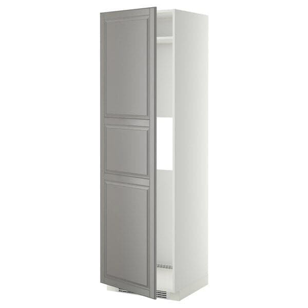 METOD - High cab f fridge or freezer w door, white/Bodbyn grey, 60x60x200 cm - best price from Maltashopper.com 09925657