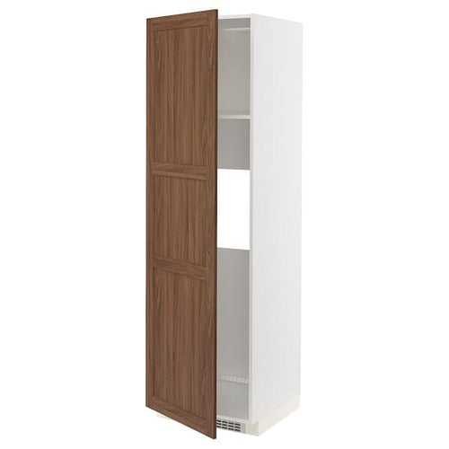 METOD - High cab f fridge or freezer w door, white Enköping/brown walnut effect, 60x60x200 cm