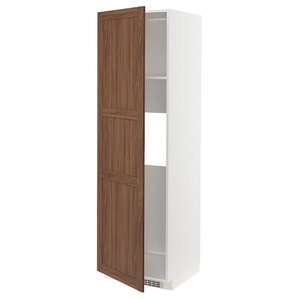 METOD - High cab f fridge or freezer w door, white Enköping/brown walnut effect, 60x60x200 cm