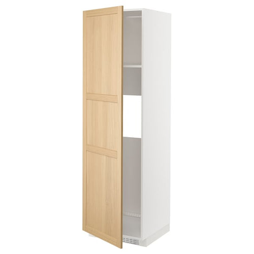 METOD - High cab f fridge or freezer w door, white/Forsbacka oak, 60x60x200 cm