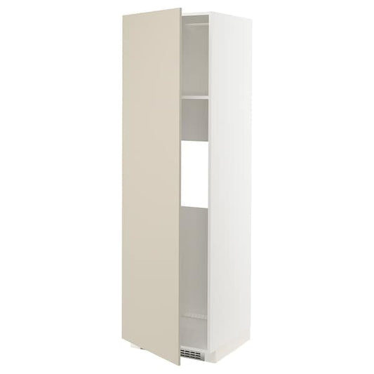 METOD - High cab f fridge or freezer w door, white/Havstorp beige, 60x60x200 cm - best price from Maltashopper.com 09426555