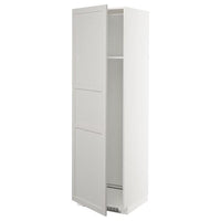 METOD high cab f fridge or freezer w door, white/Lerhyttan light grey, 60x60x200 cm