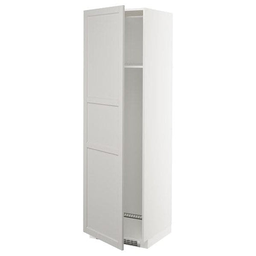 METOD - High cab f fridge or freezer w door, white/Lerhyttan light grey, 60x60x200 cm