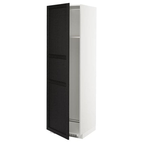 METOD - High cab f fridge or freezer w door, white/Lerhyttan black stained, 60x60x200 cm
