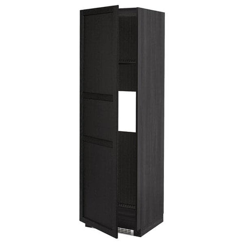METOD - High cab f fridge or freezer w door, black/Lerhyttan black stained, 60x60x200 cm