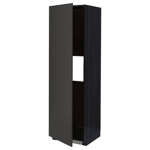 METOD - High cab f fridge or freezer w door, black/Nickebo matt anthracite, 60x60x200 cm