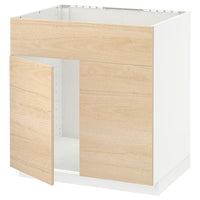 METOD - Base cabinet f sink w 2 doors/front, white/Askersund light ash effect, 80x60 cm - best price from Maltashopper.com 69468514