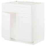 METOD base cabinet f sink w 2 doors/front, white/Axstad matt white, 80x60 cm