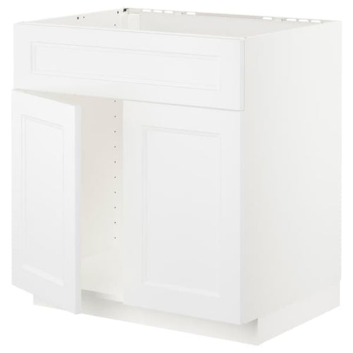 METOD - Base cabinet f sink w 2 doors/front, white/Axstad matt white, 80x60 cm