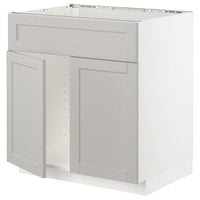 METOD - Base cabinet f sink w 2 doors/front, white/Lerhyttan light grey, 80x60 cm - best price from Maltashopper.com 19457481