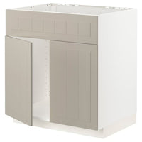 METOD - Base cabinet f sink w 2 doors/front, white/Stensund beige, 80x60 cm - best price from Maltashopper.com 89460079