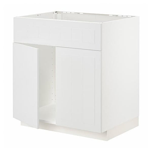 METOD base cabinet f sink w 2 doors/front, white/Stensund white, 80x60 cm