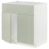 METOD base cabinet f sink w 2 doors/front, white/Stensund light green, 80x60 cm