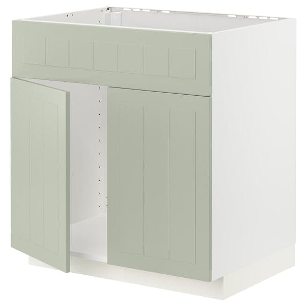 METOD - Base cabinet f sink w 2 doors/front, white/Stensund light green, 80x60 cm - best price from Maltashopper.com 39487095