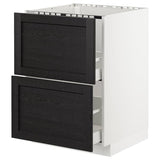 METOD base cab f sink+2 fronts/2 drawers, white/Lerhyttan black stained, 60x60 cm