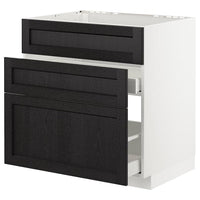 METOD - Base cab f sink+3 fronts/2 drawers, white/Lerhyttan black stained, 80x60 cm - best price from Maltashopper.com 49257225