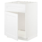 METOD base cabinet f sink w door/front, white/Axstad matt white, 60x60 cm