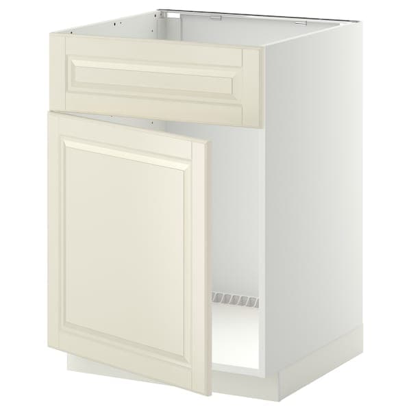 METOD - Base cabinet f sink w door/front, white/Bodbyn off-white