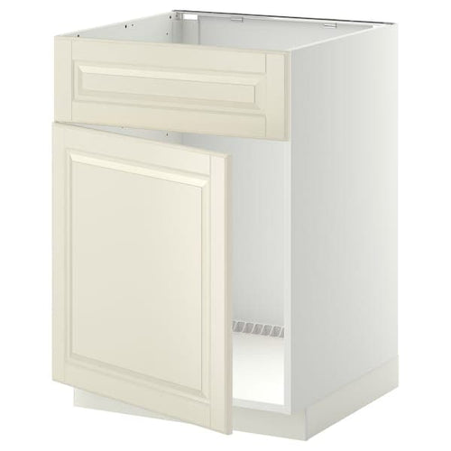 METOD - Base cabinet f sink w door/front, white/Bodbyn off-white, 60x60 cm