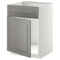 METOD - Base cabinet f sink w door/front, white/Bodbyn grey, 60x60 cm - best price from Maltashopper.com 19468663