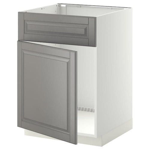 METOD - Base cabinet f sink w door/front, white/Bodbyn grey, 60x60 cm
