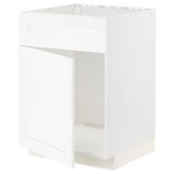 METOD base cabinet f sink w door/front, white Enköping/white wood effect, 60x60 cm