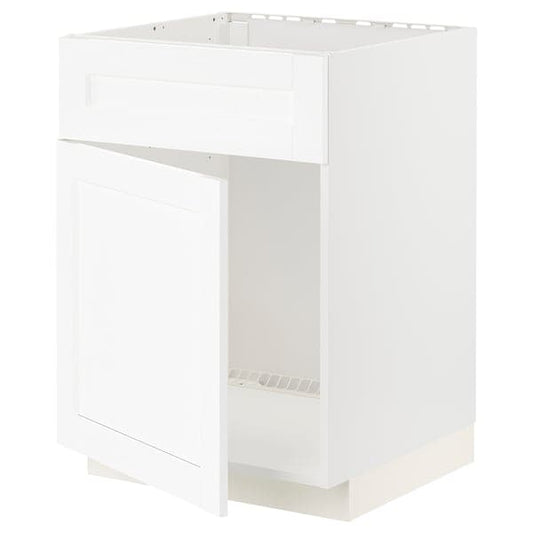 Ikea METOD - Base cabinet f sink w door/front, white Enköping/white wood effect, 60x60 cm