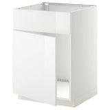 METOD base cabinet f sink w door/front, white/Ringhult white, 60x60 cm