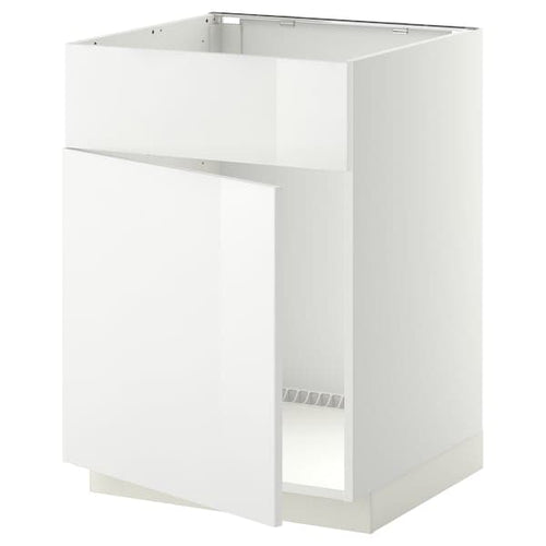 METOD - Base cabinet f sink w door/front, white/Ringhult white, 60x60 cm