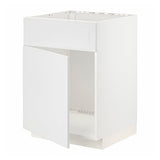 METOD base cabinet f sink w door/front, white/Stensund white, 60x60 cm