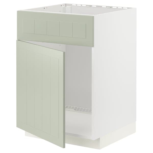 METOD - Base cabinet f sink w door/front, white/Stensund light green, 60x60 cm - best price from Maltashopper.com 99486540