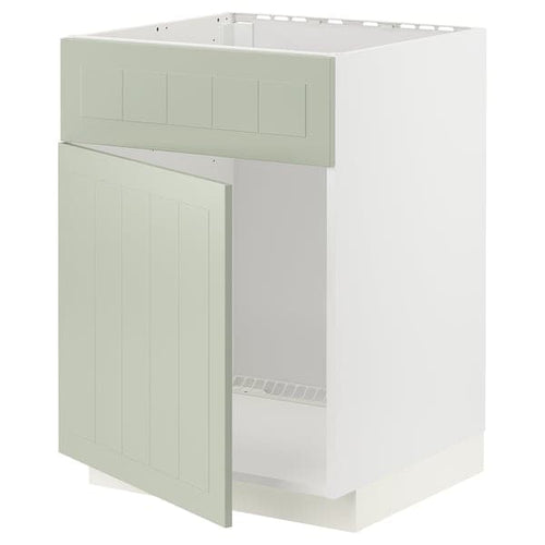 METOD - Base cabinet f sink w door/front, white/Stensund light green, 60x60 cm