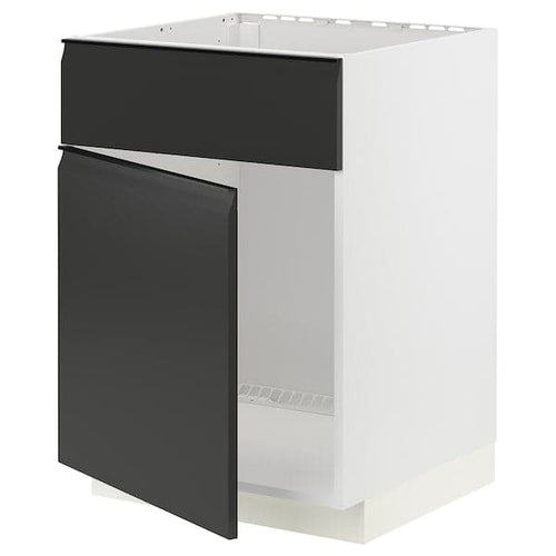 METOD - Base cabinet f sink w door/front, white/Upplöv matt anthracite , 60x60 cm