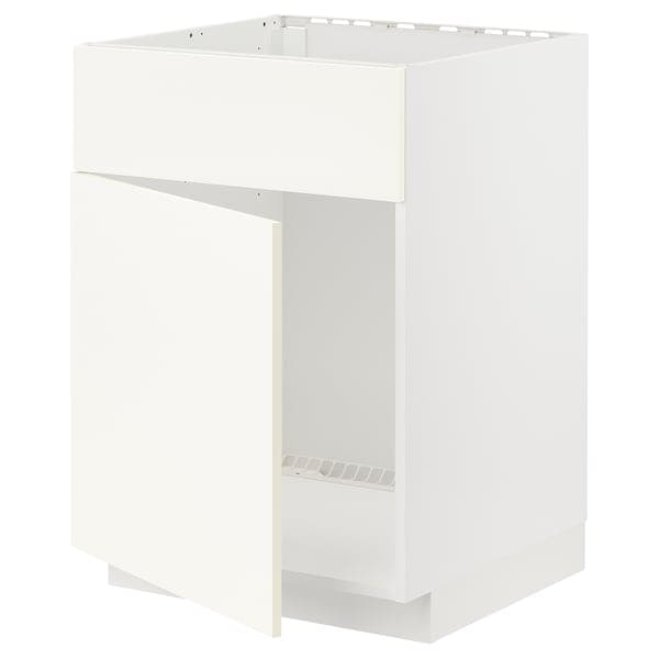 METOD - Base cabinet f sink w door/front, white/Vallstena white, 60x60 cm - best price from Maltashopper.com 29507145
