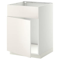 METOD - Base cabinet f sink w door/front, white/Veddinge white, 60x60 cm - best price from Maltashopper.com 19454784