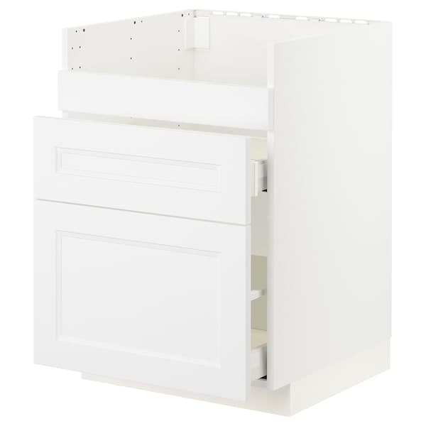 Ikea METOD - Base cb f HAVSEN snk/3 frnts/2 drws, white/Axstad matt white, 60x60 cm