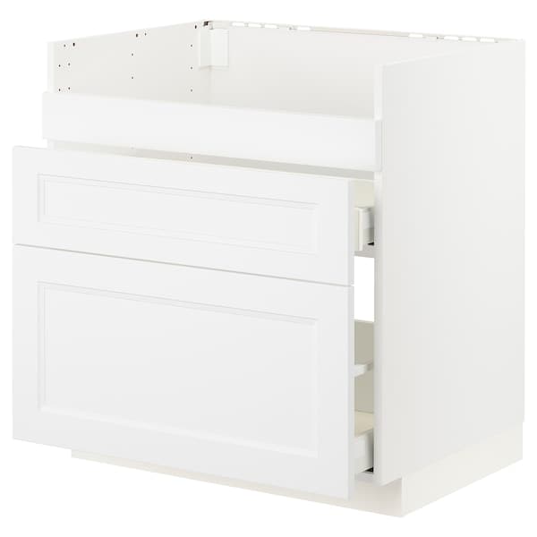Ikea METOD - Base cb f HAVSEN snk/3 frnts/2 drws, white/Axstad matt white, 80x60 cm